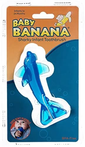 Baby Banana Shark Training Toothbrush 1 Count | Bendable Food-Grade Silicone for Gums & Teeth thumbnail 3