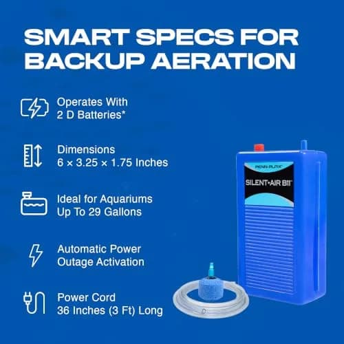 Penn-Plax Silent-Air Aquarium Air Pump with Battery Backup for Fish Tanks up to 29 Gallons | Emergency Power Outage Support thumbnail 5