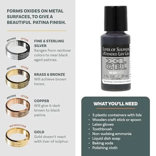 The Beadsmith XL Gel Liver of Sulfur Extended Life Gel | Patina & Oxidation for Jewelry thumbnail 2