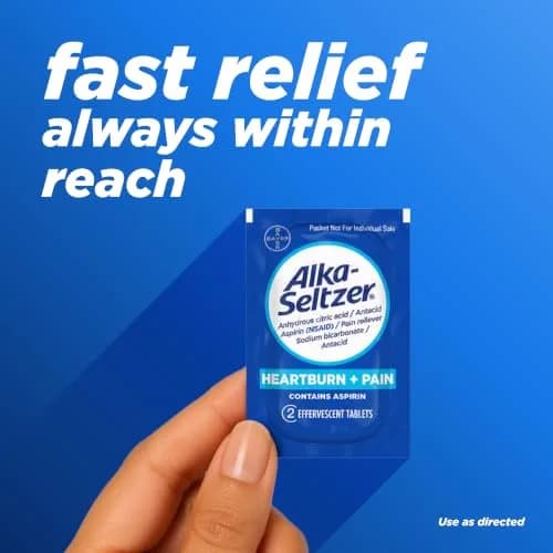 Alka-Seltzer Heartburn + Pain Effervescent Tablets 72 ct | Fast Relief for Heartburn & Pain thumbnail 6