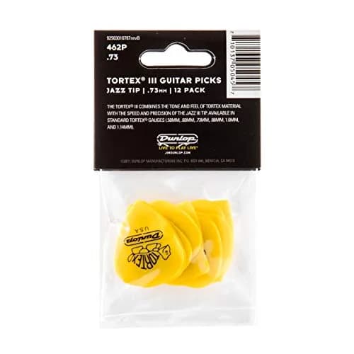 Jim Dunlop Tortex TIII Pick 0.73mm (Yellow) | 12 Pack Guitar Plectrums thumbnail 5