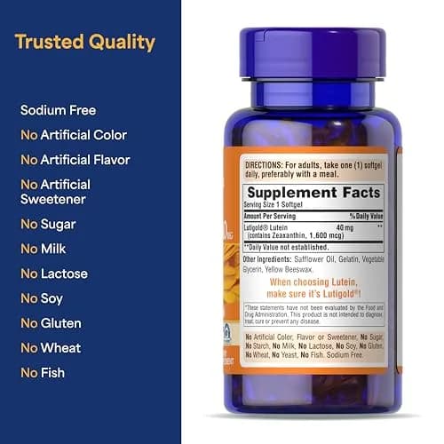 Puritan's Pride Premium Lutigold Lutein 40mg with Zeaxanthin Softgels 60 Count (2 Month Supply) | Eye Health Support with Antioxidant Properties thumbnail 6