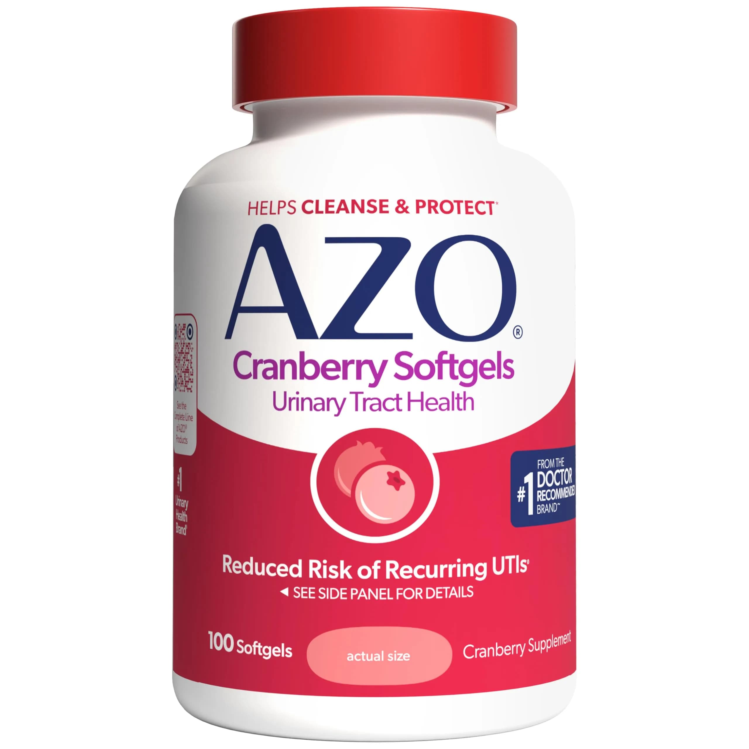 AZO Cranberry Pills for Women & Men, Urinary Tract Health, 100 Softgels | Sugar-Free Herbal Supplement
