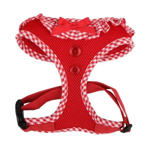 Puppia Vivien Harness Red Medium | Breathable Checkered Dog Vest Harness thumbnail 1