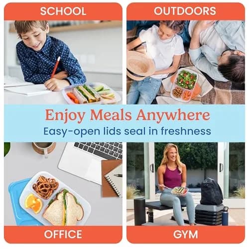 Bentgo Easyboxes - Stackable 3-Compartment Lunch Boxes 5 cups | Reusable BPA-Free Containers for Kids & Adults thumbnail 6
