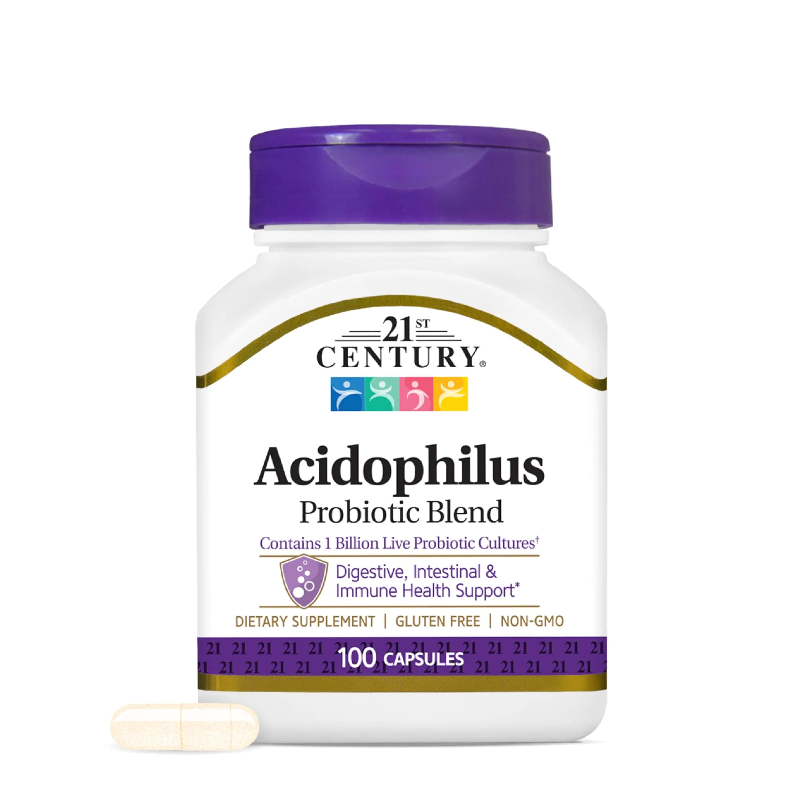 21st Century Acidophilus Probiotic Supplement Capsules 100 Count | Supports Digestive Health & Immune System — Acidophilus Probiotic