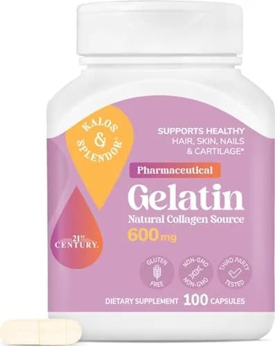 21st Century Gelatin 600mg Capsules 100 Count | Supports Hair, Skin, Nails & Cartilage thumbnail 1