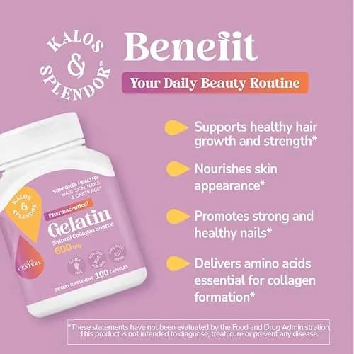 21st Century Gelatin 600mg Capsules 100 Count | Supports Hair, Skin, Nails & Cartilage thumbnail 7