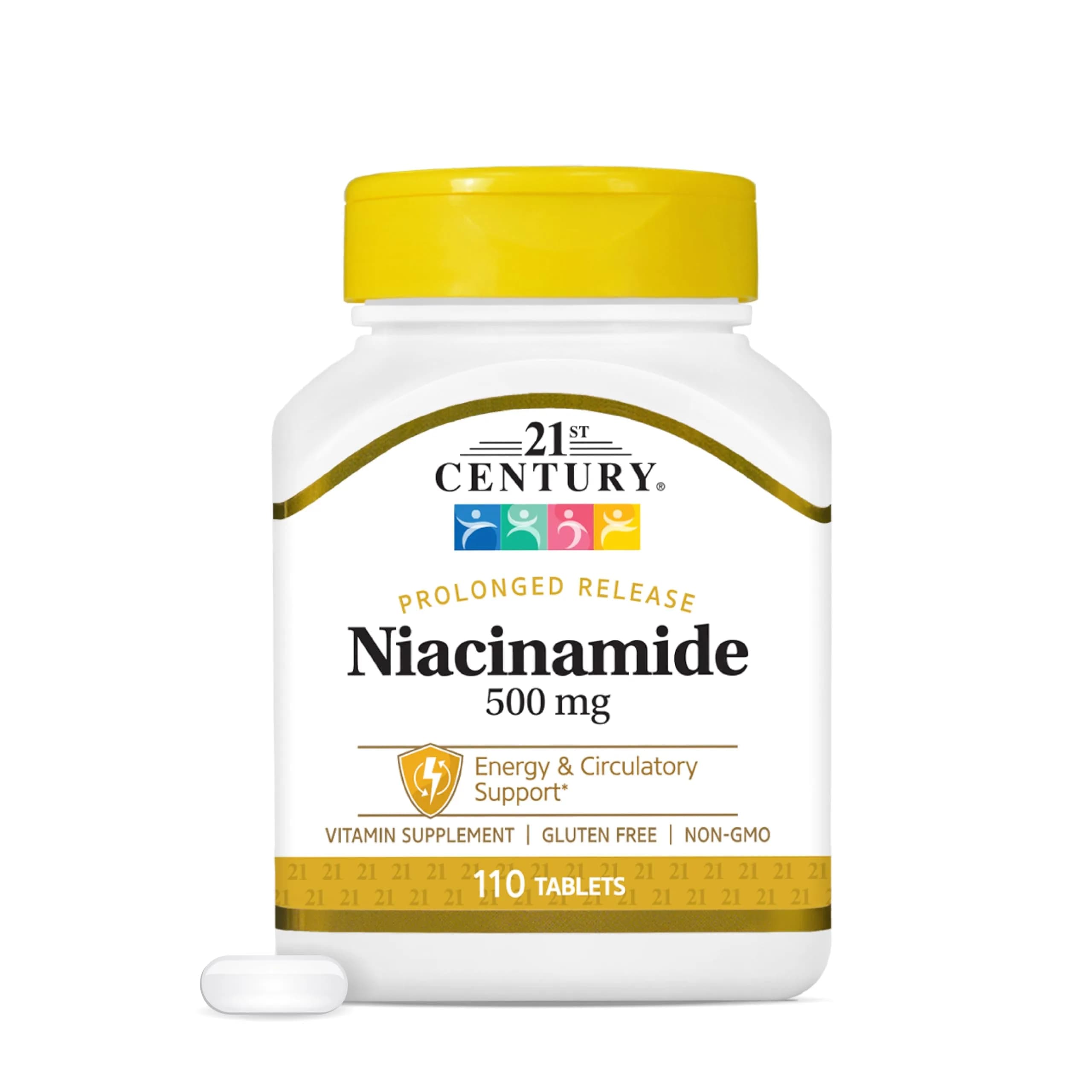 21st Century Niacinamide 500mg Prolonged Release Tablets 110 Count | Energy Metabolism & Skin Health Support, No-Flush Formula, Non-GMO