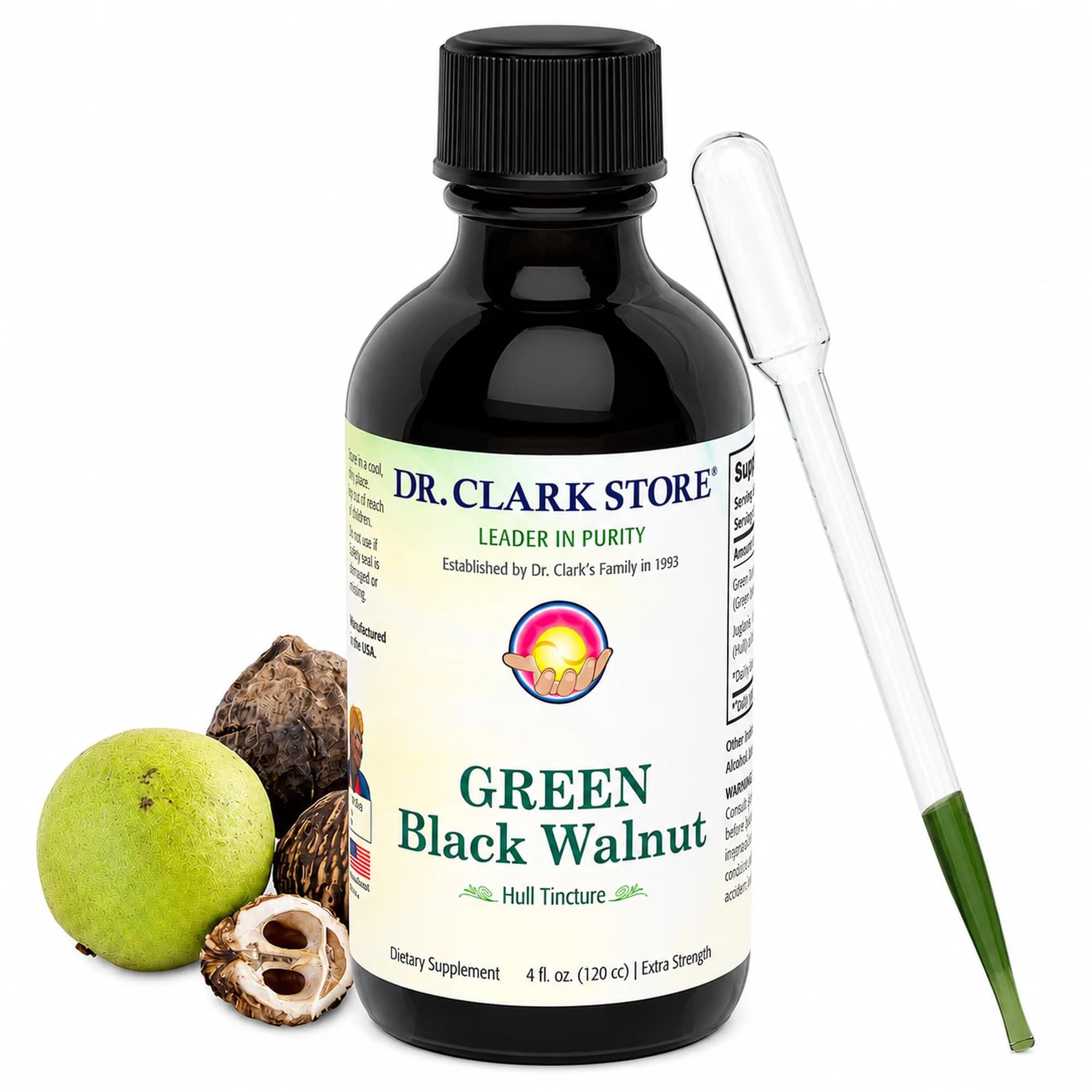 Dr Clark Store Green Black Walnut Hull Tincture 60ml (2 Fl Oz) | Supports Intestinal Microbial Balance — 4 Fl Oz