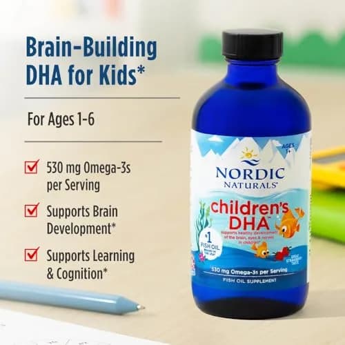 Nordic Naturals Children's DHA, 530 mg Omega-3 Fish Oil - Strawberry - 16oz | Supports Brain & Immunity thumbnail 3
