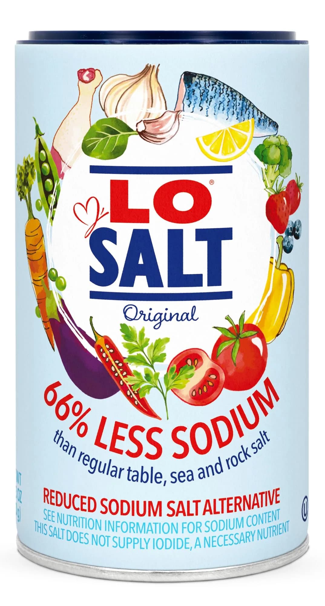 LoSalt Reduced Sodium Salt – Original Non‑Iodized, 350g Tub | Healthy Salt Alternative with 66% Less Sodium - main product image