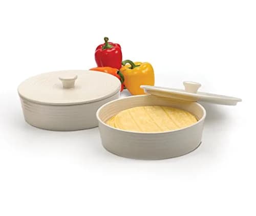 RSVP International Stoneware Tortilla Warmer & Server with Lid | Microwave & Oven Safe, 8.5" Diameter thumbnail 5