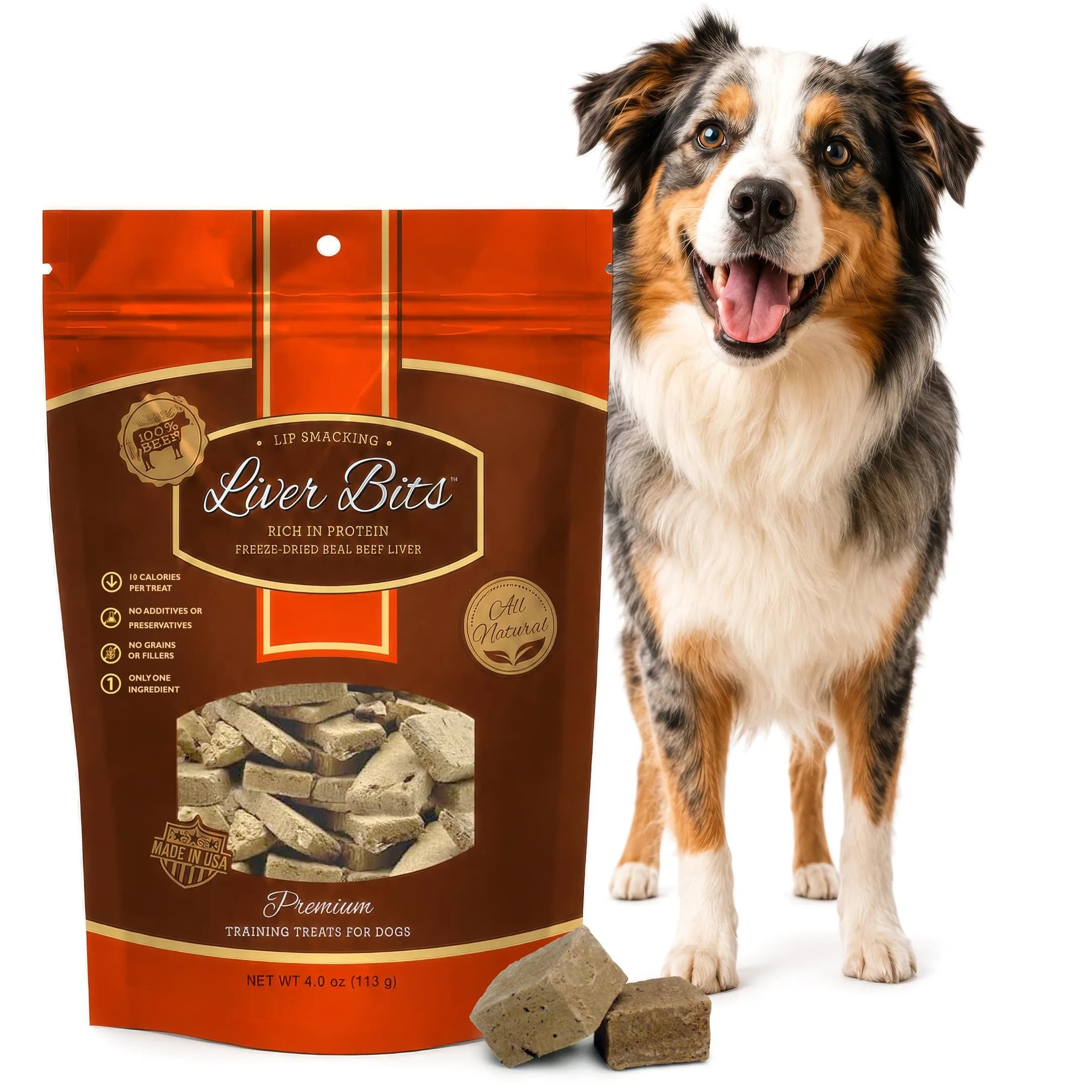 Liver Bits Freeze Dried Dog Treats 60 Count | All Natural Beef Liver, Low Calorie, USA Made - main product image
