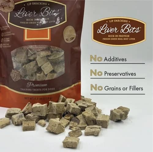 Liver Bits Freeze Dried Dog Treats 60 Count | All Natural Beef Liver, Low Calorie, USA Made thumbnail 5