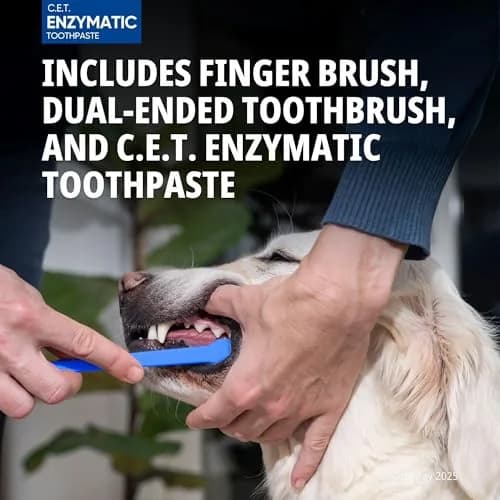 Virbac C.E.T. Oral Hygiene Kit for Dogs & Cats, Poultry Flavor Toothpaste with Dual-Ended Toothbrush & Fingerbrush (1 Kit) thumbnail 5