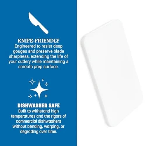 San Jamar Cut-N-Carry Saf-T-Grip Cutting Board White 22.86cm x 15.24cm x 1.27cm | Integrated Handle for Easy Carrying thumbnail 3
