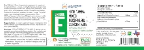 Unique E Mixed Tocopherols Vitamin E Softgels 30 Count | High Gamma Complex Support thumbnail 5