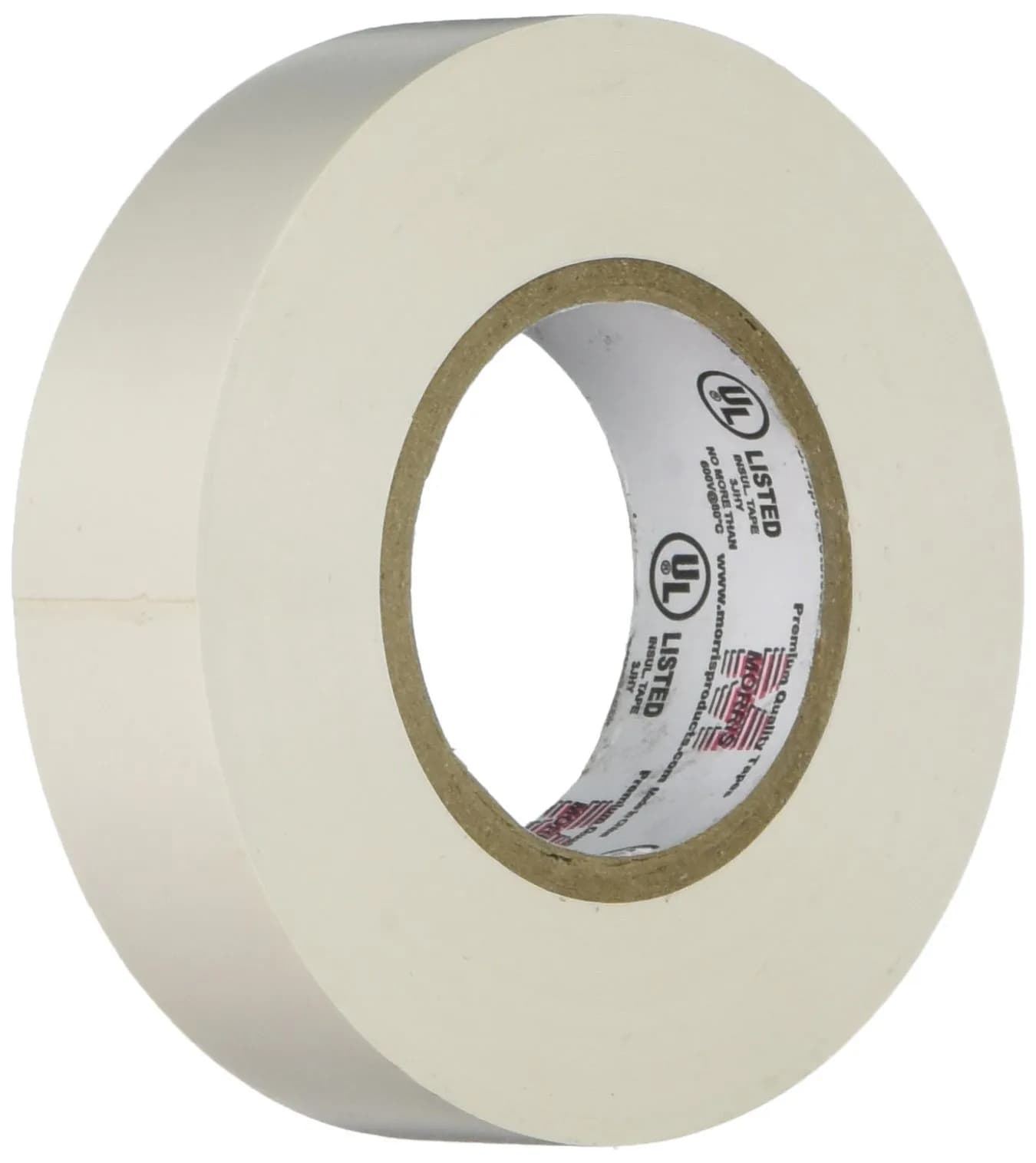 Morris Vinyl Electrical Tape 3/4 inch x 66 ft | 7 Mil PVC Brown, UL Listed, Weather Resistant — White