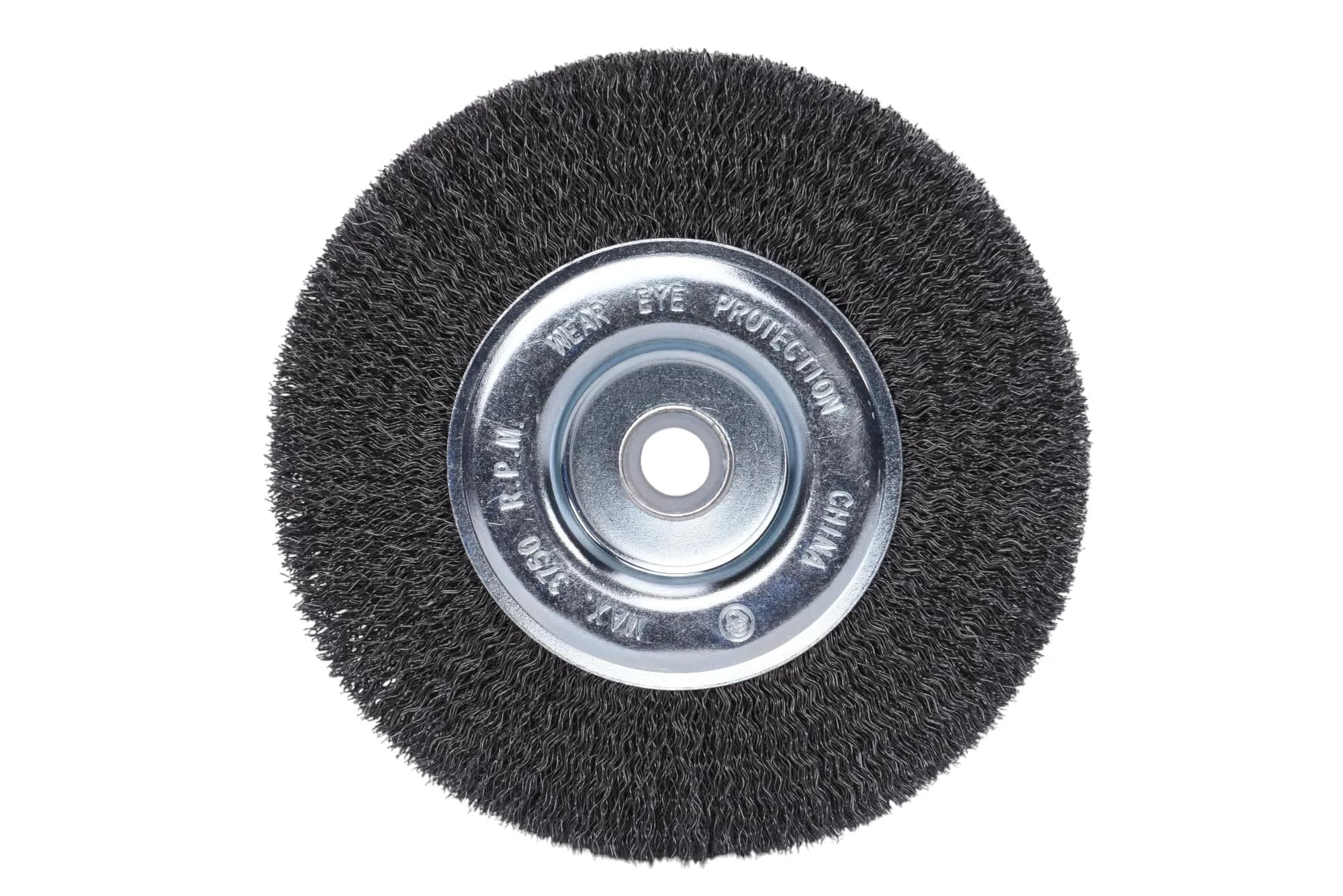 Century Drill & Tool 76864 Wide Face 6" Crimped Wire Wheel for Bench Grinder — Silver