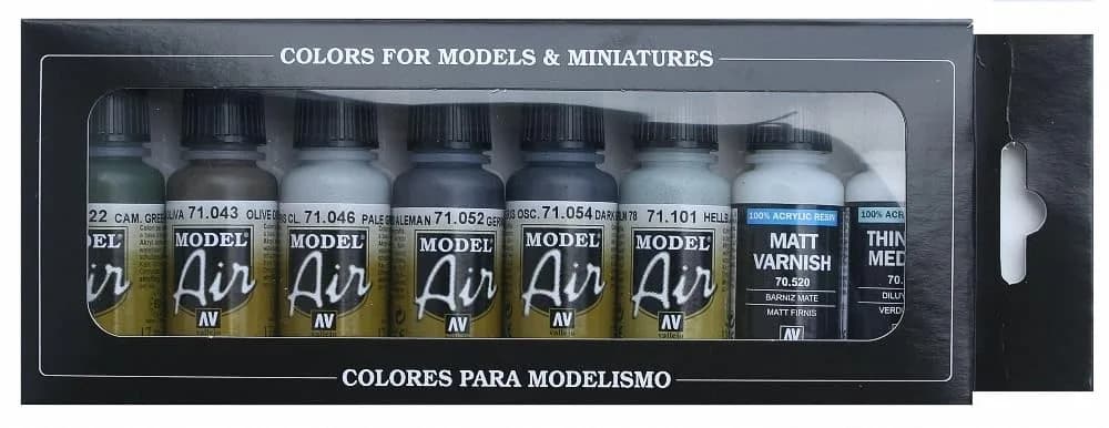 Vallejo Model Air RLM II Set Watercolor Paint 17ml (0.57 Fl Oz) | Luftwaffe Colors 1941/End-war Set - main product image