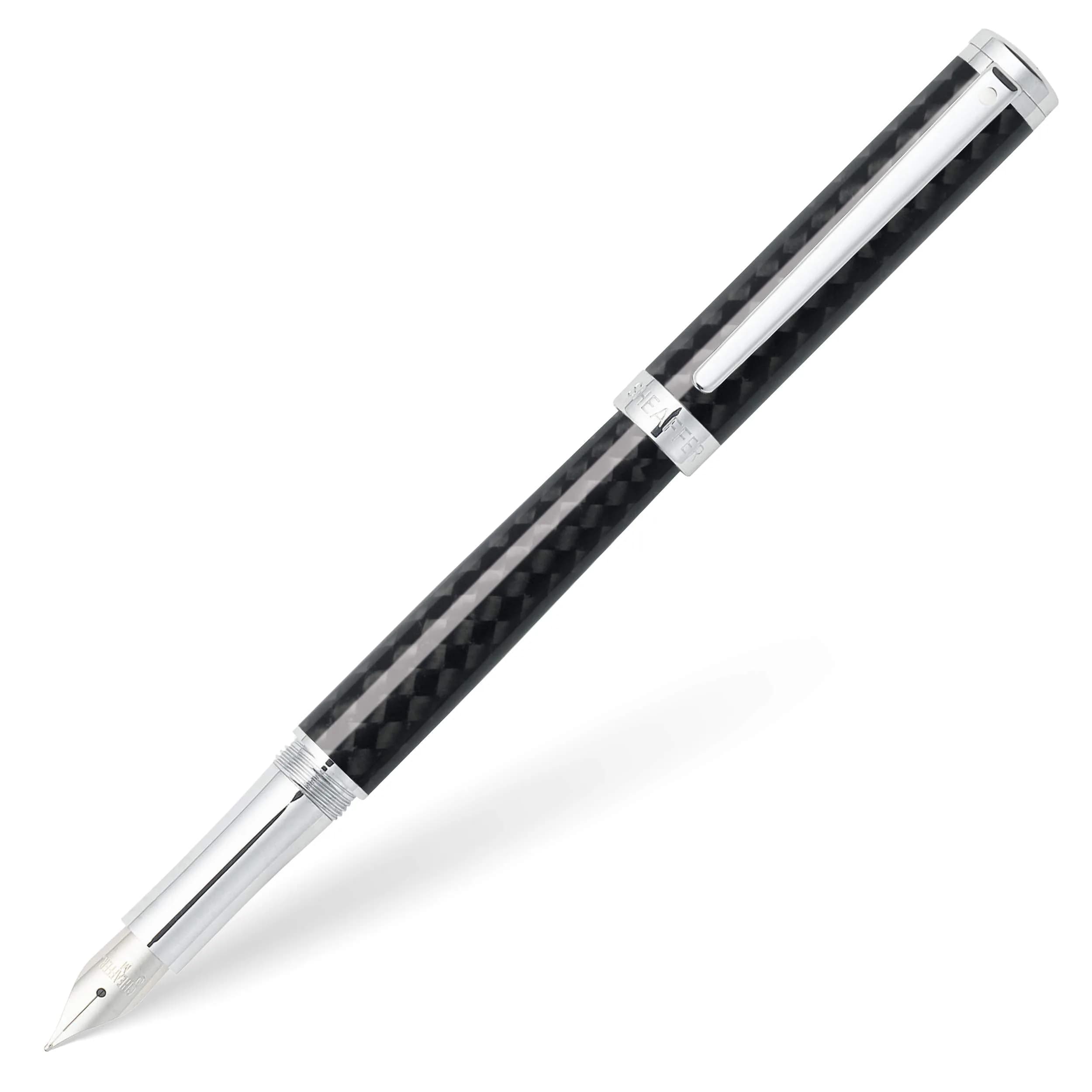 Sheaffer Intensity Engraved Chrome Ballpoint Pen with Chrome Cap and Trim | Classic & Contemporary Design — Carbon Fiber Fountain Pen