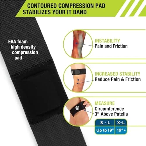 Pro-Tec Athletics IT Band Compression Wrap Knee Brace 15cm (5.9in) | Targeted Compression for ITBS Relief thumbnail 4