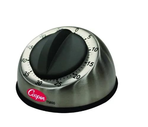 Cooper-Atkins TM60-0-8 Mechanical Kitchen Timer 60 Minute | Stainless Steel, Long Ring Alarm thumbnail 1