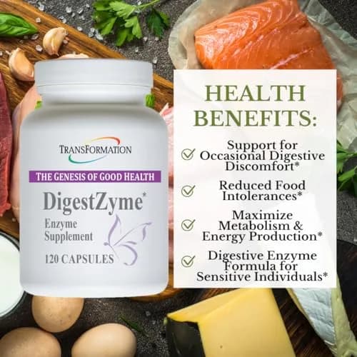 TRANSFORMATION THE GENESIS OF GOOD HEALTH Enzymes Natural DigestZyme Supplement for Overall Health & Digestion, 120 Capsules thumbnail 1