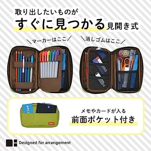 LIHIT LAB Large Capacity Zipper Pencil Case | 19.5cm x 5cm x 12cm (7.9" x 2" x 4.7") | Organizes Pens, Cosmetics, Gadgets thumbnail 3