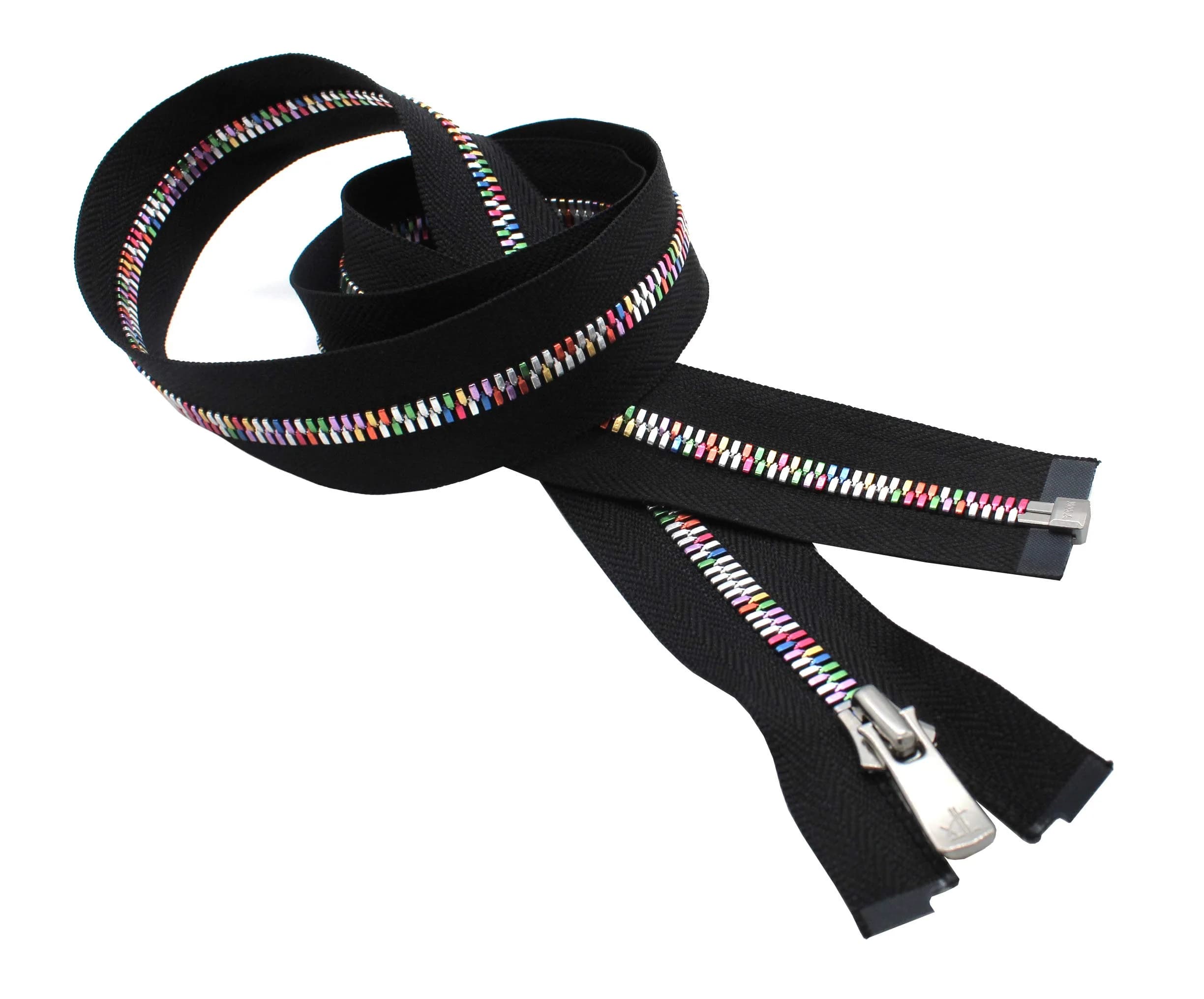 Zipperstop YKK Excella Rainbow Zipper 22" Separating | High-Quality Rainbow Zipper for Apparel & Bags — Black