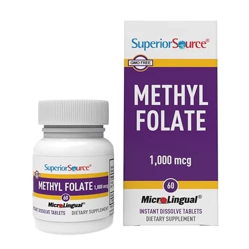 Superior Source Methyl Folate 1,000 mcg | Sublingual Tablets for Heart & Nerve Support thumbnail 1