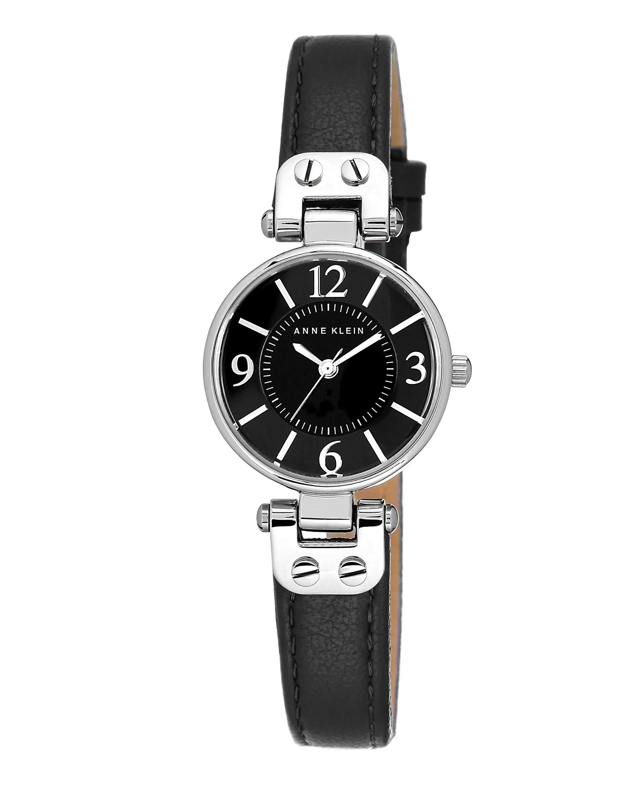 Anne Klein Women's 26mm Black Dial Leather Strap Quartz Watch | Classic Dress Style