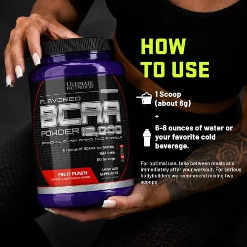 Ultimate Nutrition BCAA Powder 12000, Fruit Punch | 6g Amino Acids for Muscle Recovery & Endurance thumbnail 5