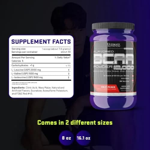 Ultimate Nutrition BCAA Powder 12000, Fruit Punch | 6g Amino Acids for Muscle Recovery & Endurance thumbnail 7