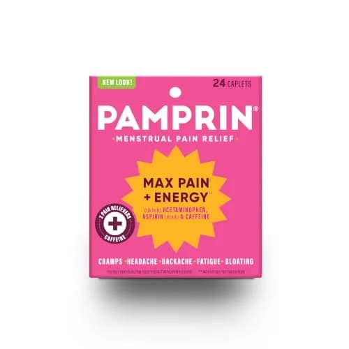 Pamprin Max Pain + Energy Caplets 24 Count | Menstrual Relief for Cramps, Bloating & Fatigue thumbnail 1
