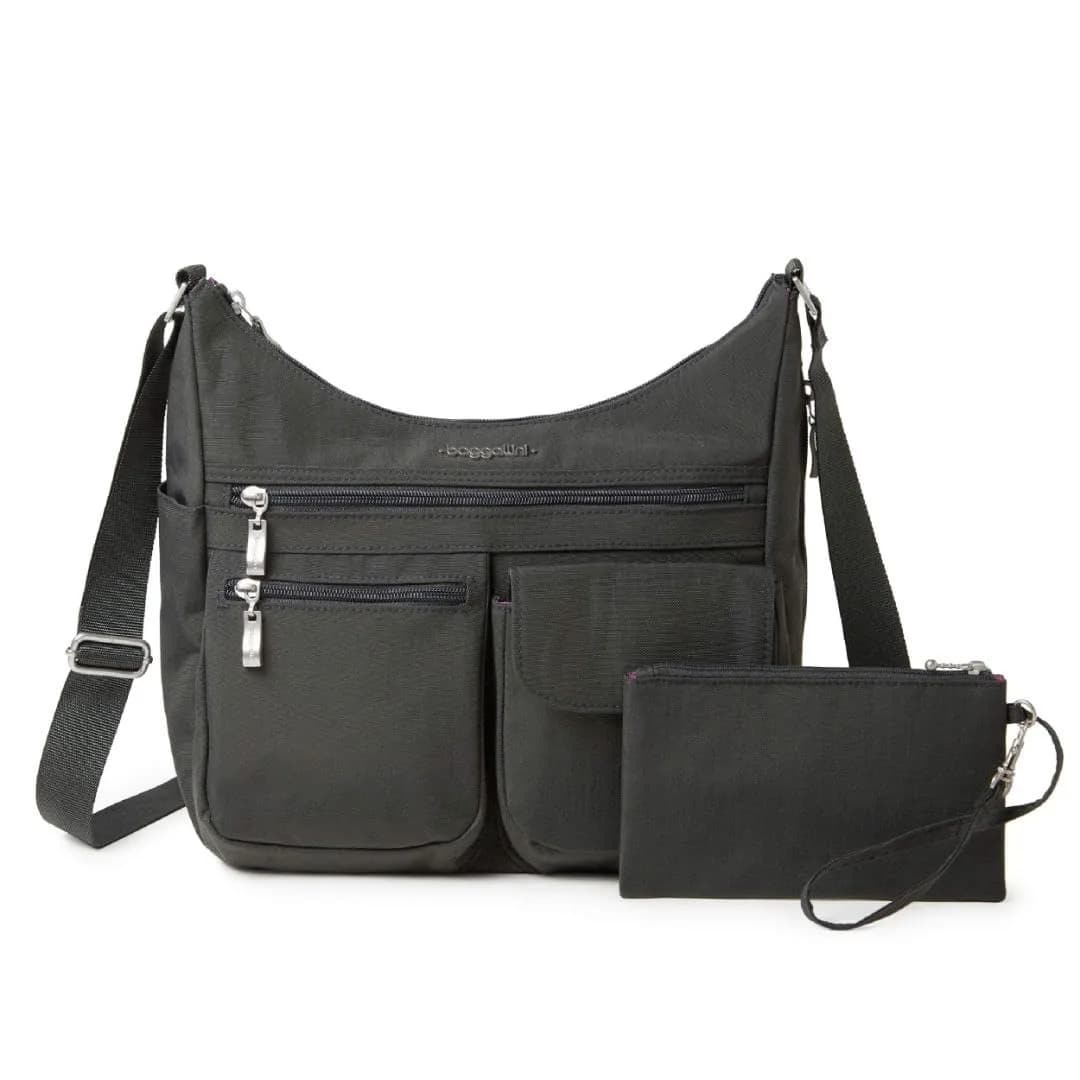 Baggallini Everywhere Bagg Hobo Crossbody Bag for Women 25cm (11") x 23cm (9") x 13cm (5") | Water-Resistant Travel Bag with RFID Wristlet