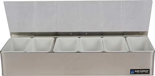 San Jamar Stainless Steel Garnish Tray with Hinged Lid, 4.4 L (18.5 X 6.5 X 4 Inches) | Professional Bar & Restaurant Serveware thumbnail 4