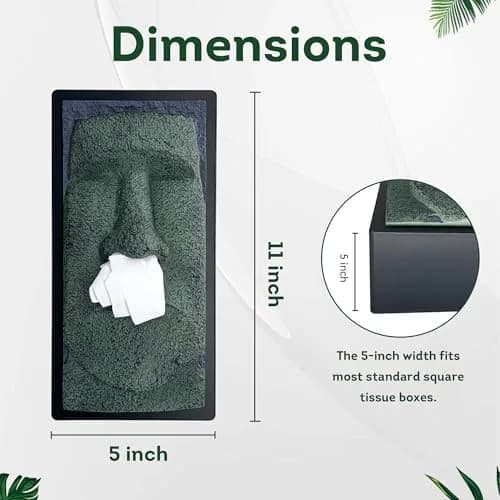 Lily's Home Tiki Head Tissue Box Cover 11"H x 5"W x 5"L | Decorative Resin Organizer for Bathrooms & Countertops thumbnail 2