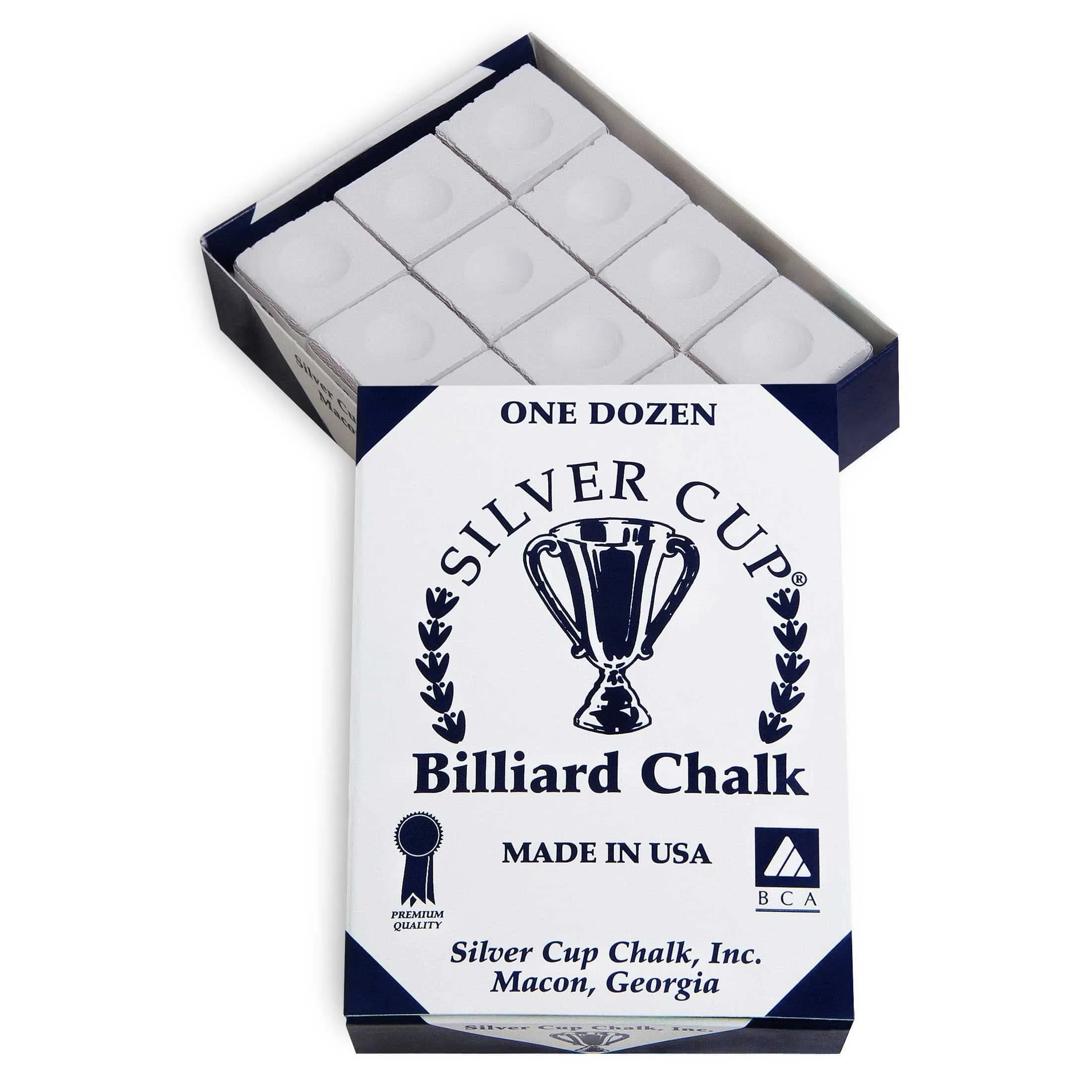 Sterling Gaming Silver Cup Chalk White 12-Piece Box | Premium Billiard Chalk for Accurate Shots — White
