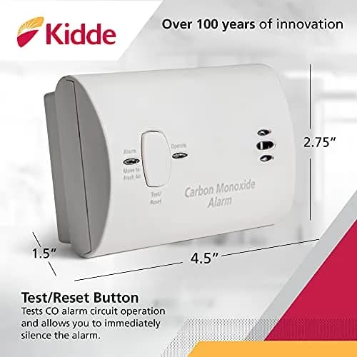Kidde Battery Powered Carbon Monoxide Detector with LEDs & Test-Reset Button | Portable CO Alarm thumbnail 3