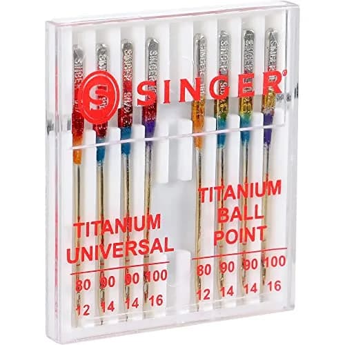 SINGER Titanium Universal Sewing Machine Needles Combo Pack, 8-Count (80/12, 90/14, 100/16) | Durable Needles for Knit & Woven Fabrics thumbnail 4