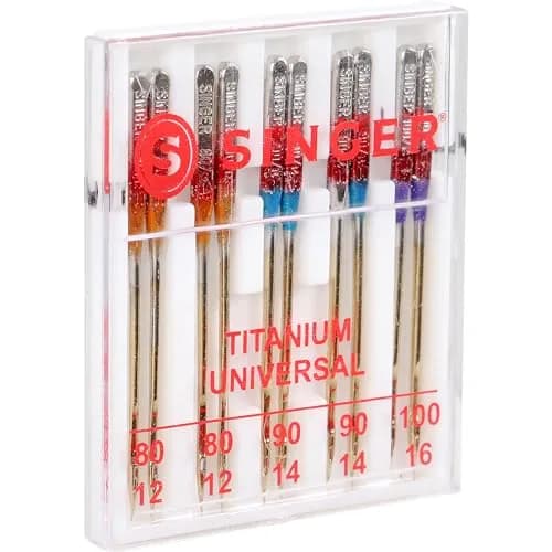 SINGER Titanium Universal Regular Point Machine Needles 80/11, 90/14, 100/16 (10-Count) | Durable Needles for Woven Fabrics thumbnail 6