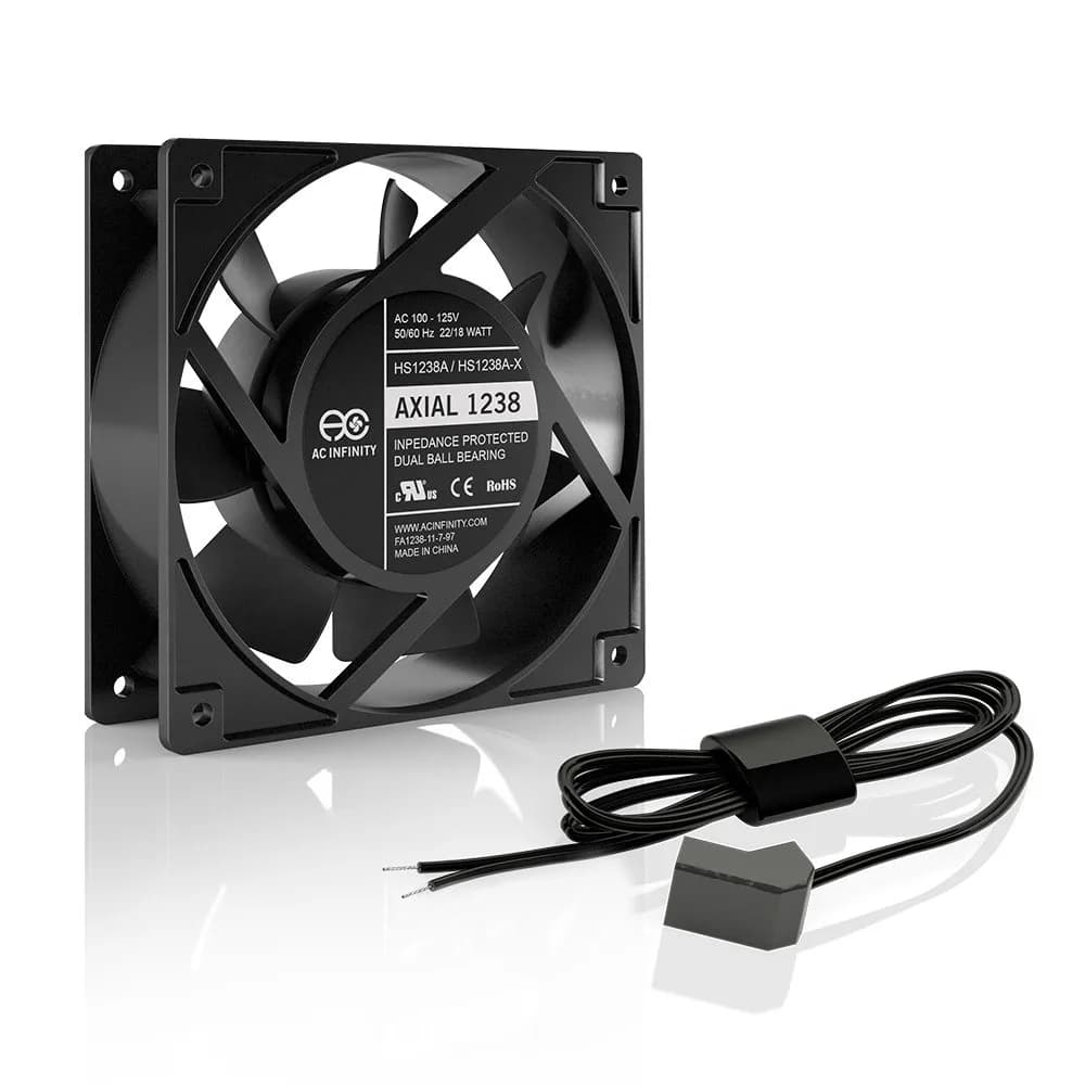 AC Infinity AXIAL 1225 Quiet Muffin Fan 120V AC 120mm x 25mm | Low Noise Cooling Fan — 120 x 120 x 38 mm, Hard Wire