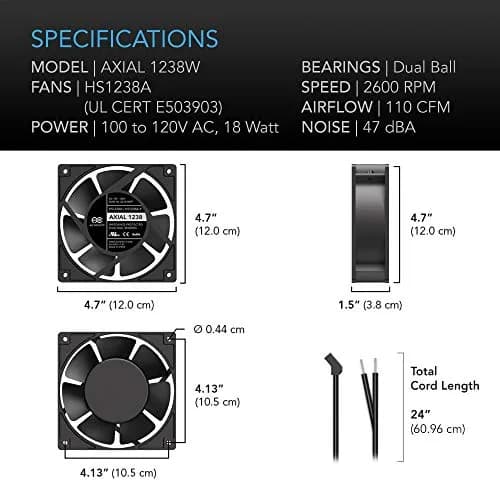 AC Infinity AXIAL 1238W 120V AC Muffin Fan 5" | High Airflow, Heavy Duty Aluminum Housing thumbnail 6