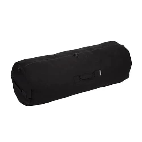 Stansport Zippered Canvas Deluxe Duffel Bag - Black (1230-20) 21" x 36" | Heavy Duty Travel Gear thumbnail 1