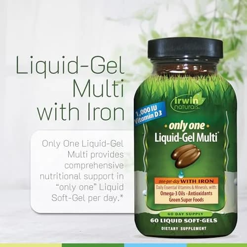 Irwin Naturals Only One Daily Multivitamin with Iron | 60 Softgels for Complete Daily Nutrition Support thumbnail 5