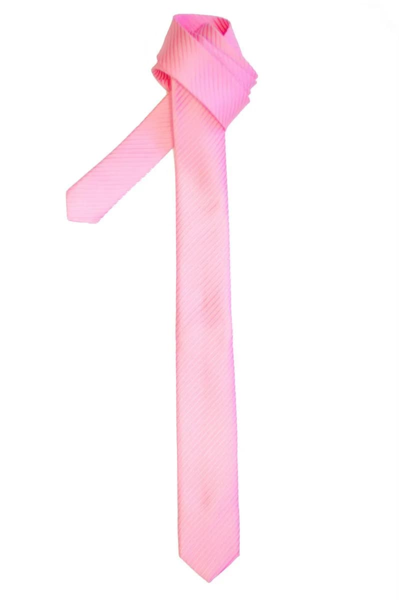 Retreez Skinny Tie with Stripe Textured - Pink | 2 inches (5 cm) Wide, 58 inches (148 cm) Long