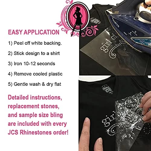 JCS Rhinestones Cheer Mom Swoosh Iron On Rhinestone Transfer 8 x 2.5 inches | High-Quality Glass Crystals for Cheer Support thumbnail 5
