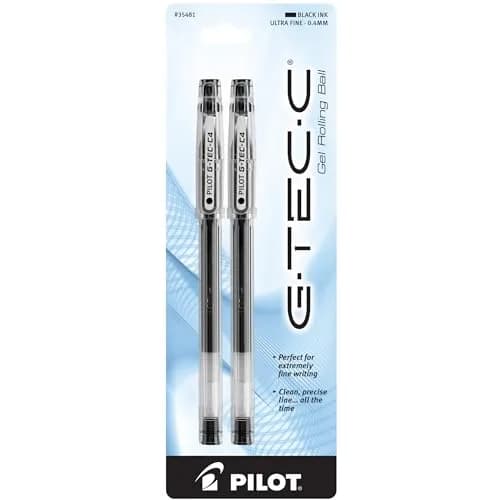 PILOT G-Tec-C Gel Ink Rolling Ball Pens Ultra Fine Point 0.4mm Black Ink 2-Pack | Smooth Ink Flow thumbnail 1